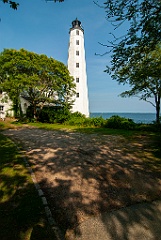 Weathered New London Harbor Lighthouse Tower